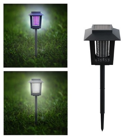 Nature Spring Solar Powered Light, Mosquito and Insect Bug Zapper, LED/UV Radiation Outdoor Stake Fixture 673035OYL